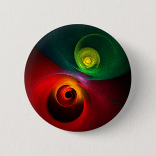 Red Green Yin Yang Modern Abstract Art Pattern #20 2 Inch Round Button