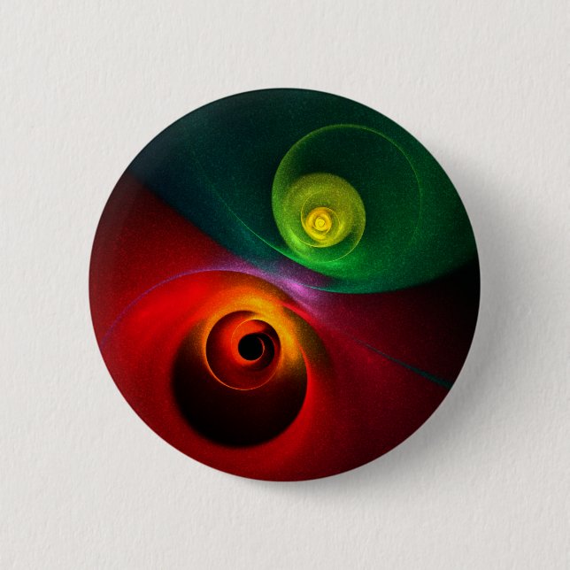 Red Green Yin Yang Modern Abstract Art Pattern #20 2 Inch Round Button (Front)