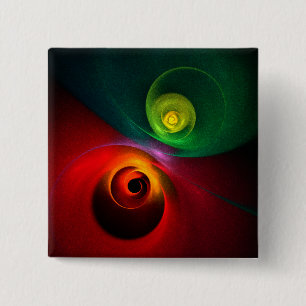 Red Green Yin Yang Modern Abstract Art Pattern #20 2 Inch Square Button