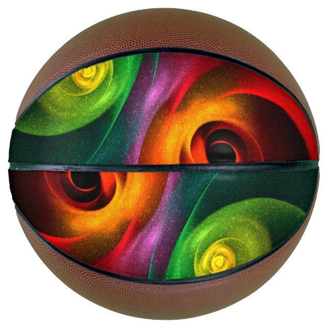 Red Green Yin Yang Modern Abstract Art Pattern #20 Basketball (Front)