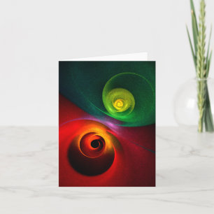 Red Green Yin Yang Modern Abstract Art Pattern #20 Card