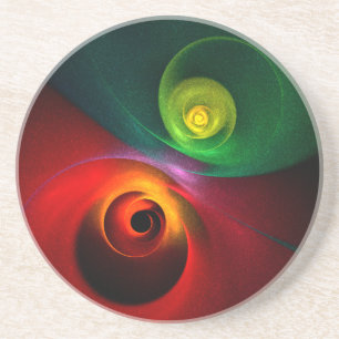 Red Green Yin Yang Modern Abstract Art Pattern #20 Coaster