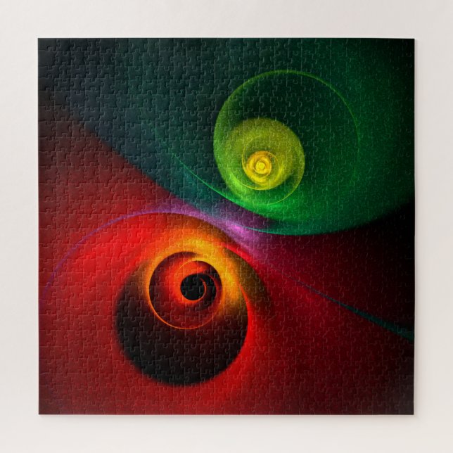 Red Green Yin Yang Modern Abstract Art Pattern #20 Jigsaw Puzzle (Vertical)