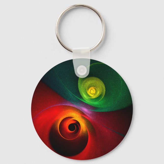 Red Green Yin Yang Modern Abstract Art Pattern #20 Keychain (Front)