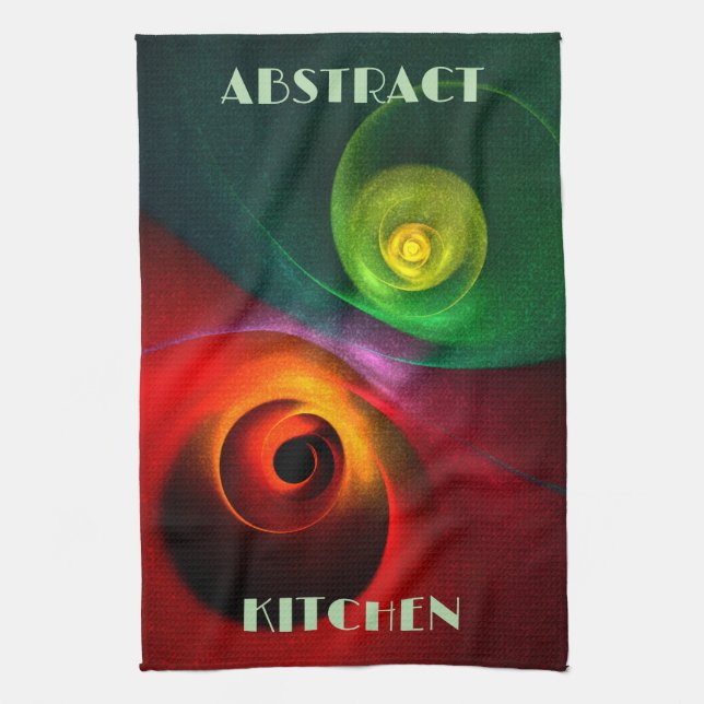 Red Green Yin Yang Modern Abstract Art Pattern #20 Kitchen Towel (Vertical)