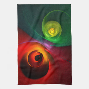 Red Green Yin Yang Modern Abstract Art Pattern #20 Kitchen Towel