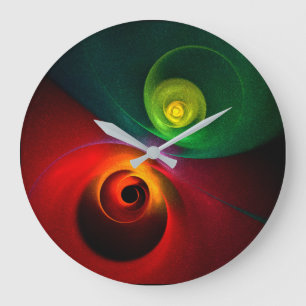 Red Green Yin Yang Modern Abstract Art Pattern #20 Large Clock