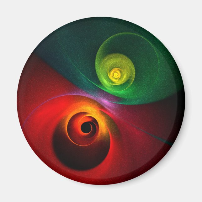 Red Green Yin Yang Modern Abstract Art Pattern #20 Magnet (Front)