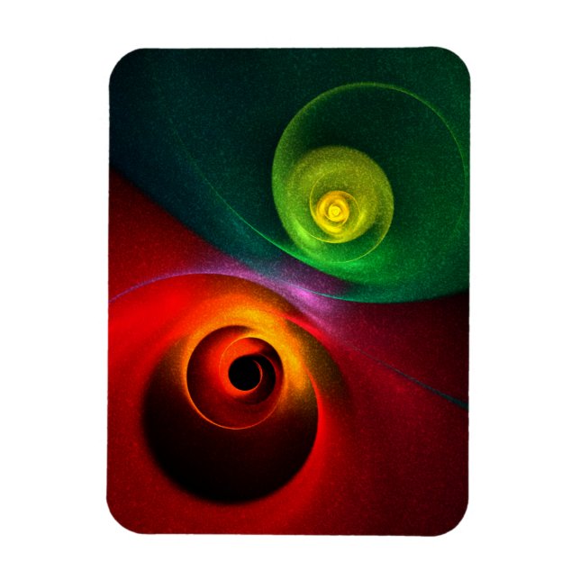 Red Green Yin Yang Modern Abstract Art Pattern #20 Magnet (Vertical)