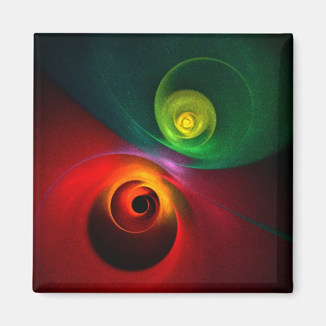 Red Green Yin Yang Modern Abstract Art Pattern #20 Magnet (Front)