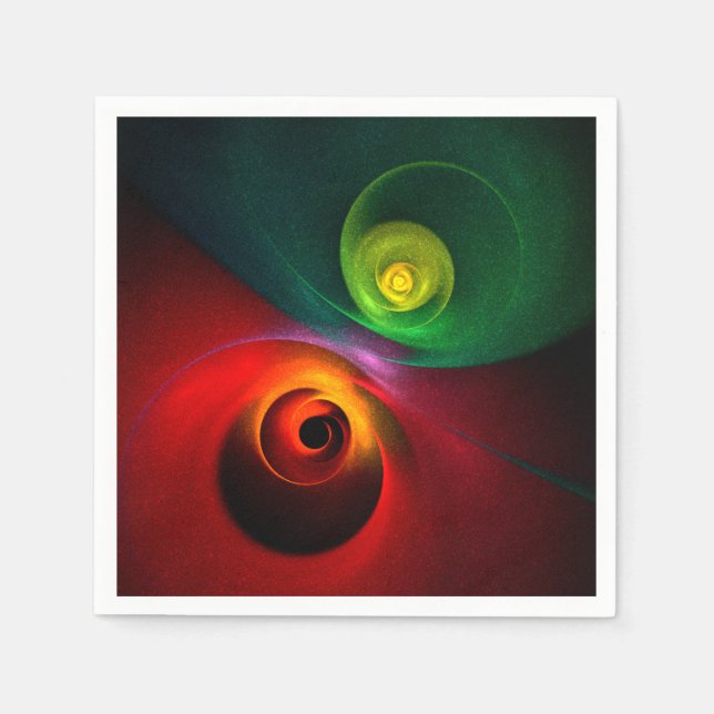 Red Green Yin Yang Modern Abstract Art Pattern #20 Napkin (Front)