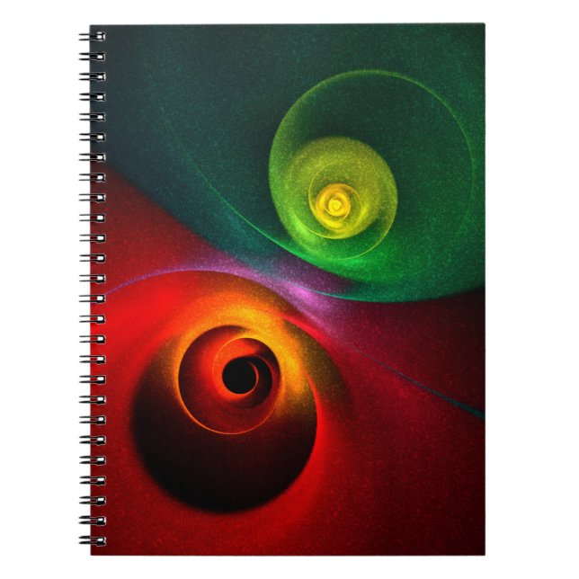 Red Green Yin Yang Modern Abstract Art Pattern #20 Notebook (Front)