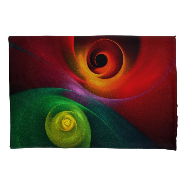 Red Green Yin Yang Modern Abstract Art Pattern #20 Pillowcase (Front)