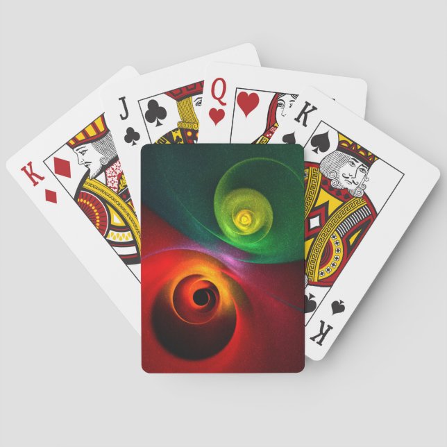 Red Green Yin Yang Modern Abstract Art Pattern #20 Playing Cards (Back)
