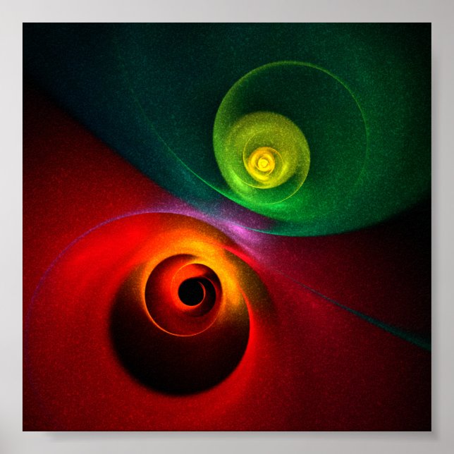 Red Green Yin Yang Modern Abstract Art Pattern #20 Poster (Front)