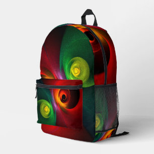 Red Green Yin Yang Modern Abstract Art Pattern #20 Printed Backpack