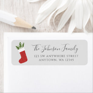 Red Greenery Christmas Stocking Grey