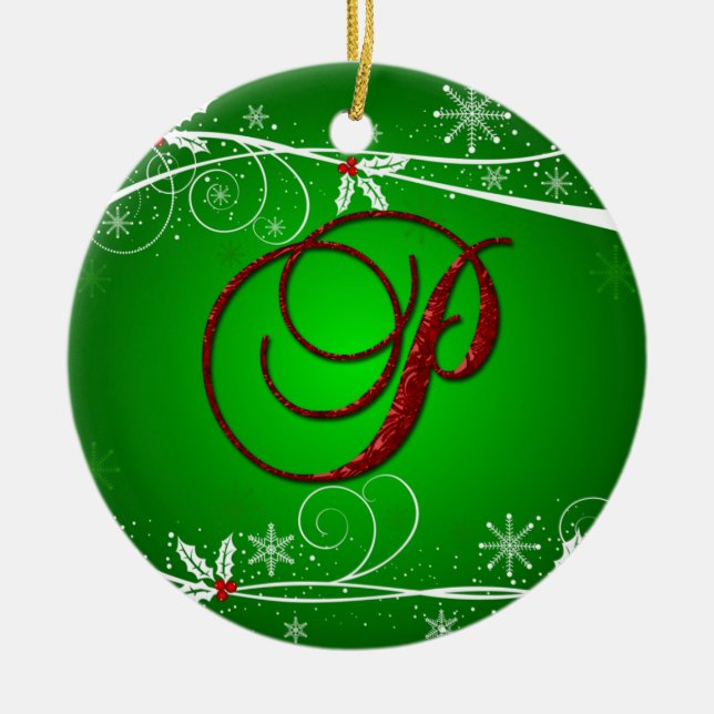 Red Greens Holly Premier P Ornement de Noël (Devant)