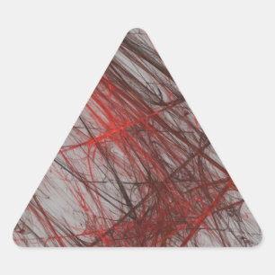 Red Grey Abstract Fractal Triangle Sticker