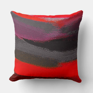 Red Grey Abstract Throw Pillow