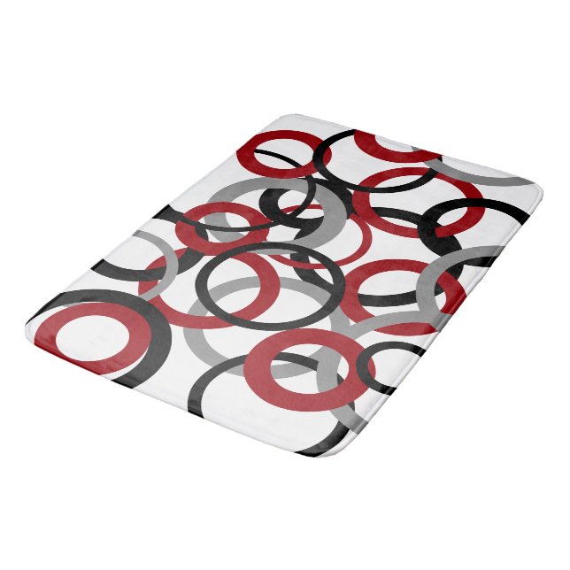 Red, Grey and Black Circles   Bath Mat (Angled)