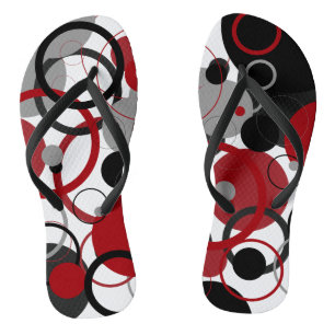 Red, Grey and Black Dots Flip Flops