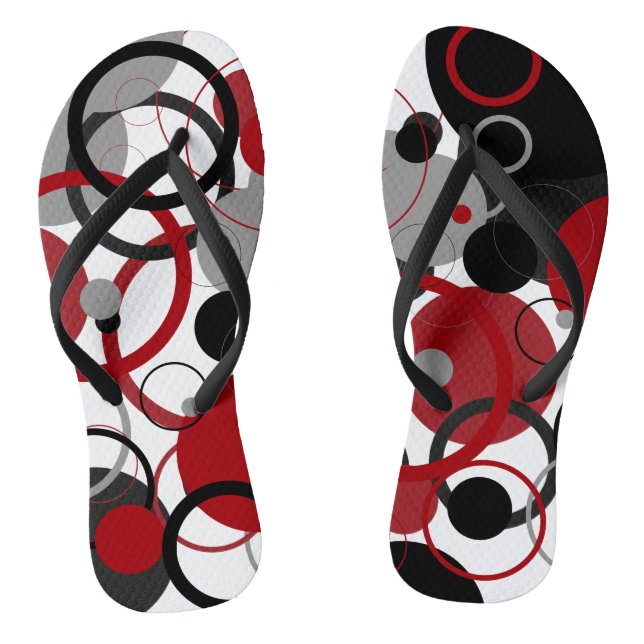Red, Grey and Black Dots    Flip Flops (Footbed)