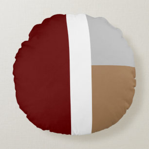 Red, grey and brown shapes round pillow