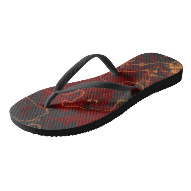 Red, grey and orange Abstract Flip Flops (Angled)