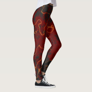 Red, grey and orange Abstract Leggings