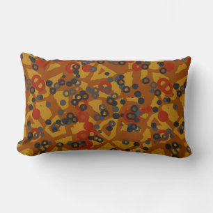 Red Grey and Orange Geometric abstract Lumbar Pillow