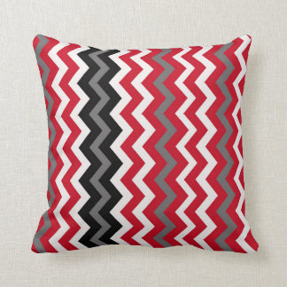 Red,Grey and White Chevron Throw Pillow