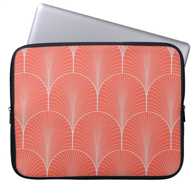 Red-grey art deco, vintage wallpaper. laptop sleeve (Front)