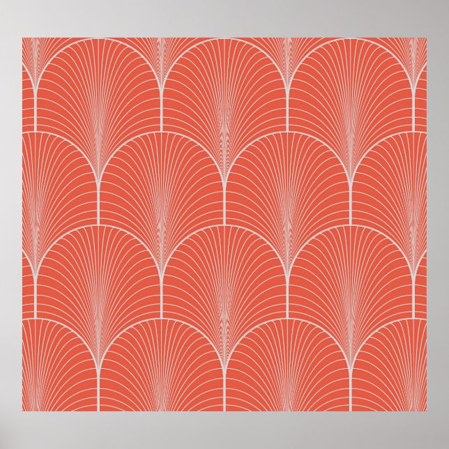 Red-grey art deco, vintage wallpaper. poster (Front)