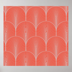 Red-grey art deco, vintage wallpaper. poster