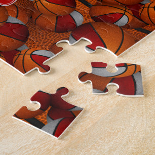 red grey basketball girls boys team colours jigsaw puzzle