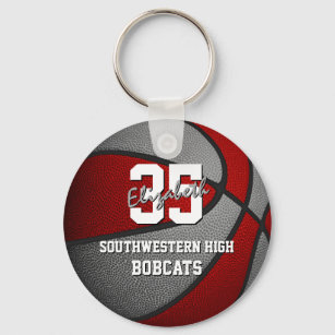 red grey basketball team colours keychain