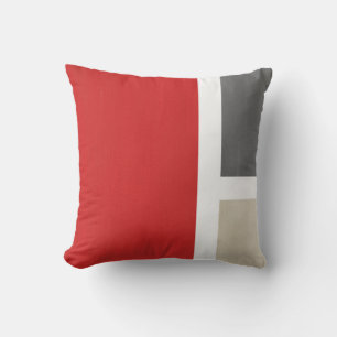 Red Grey Beige Modern Throw Pillow