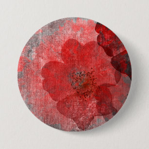 Red Grey Black Grunge Digital Graphic Art Design 3 Inch Round Button