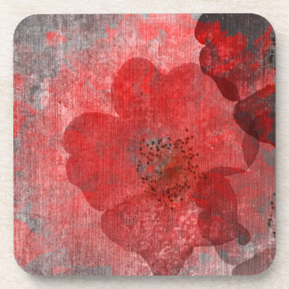 Red Grey Black Grunge Digital Graphic Art Design Coaster