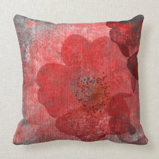 Red grey Black Grunge Digital Graphic Art Design Throw Pillow