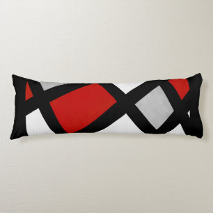 Red Grey Black White Geometric Body Pillow