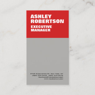 Red Grey Bold Modern Professional Minimalist Business Card