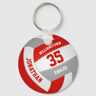 red grey boys girls team colours volleyball keychain