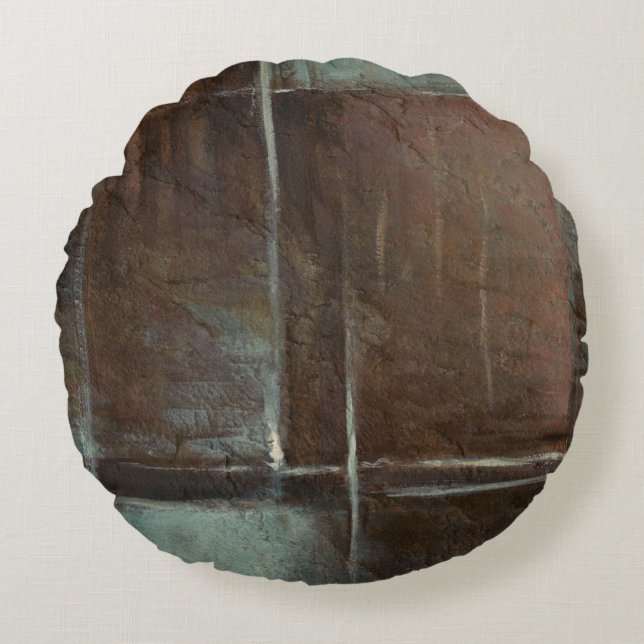 Red & Grey Brick Wall Round Pillow (Front)