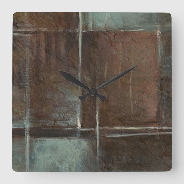Red & Grey Brick Wall Square Wall Clock (Front)