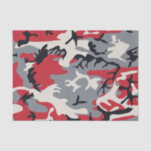 Red Grey Camo Camouflage Pattern Tissue Paper