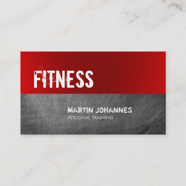 Red Grey Chalkboard Personal Trainer Carte de visi (Devant)