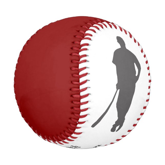 Red Grey Champion Coach Personalized Baseball (Angled)