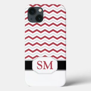 Red & Grey Chevron Monogram iPad 2/3/4 Coque